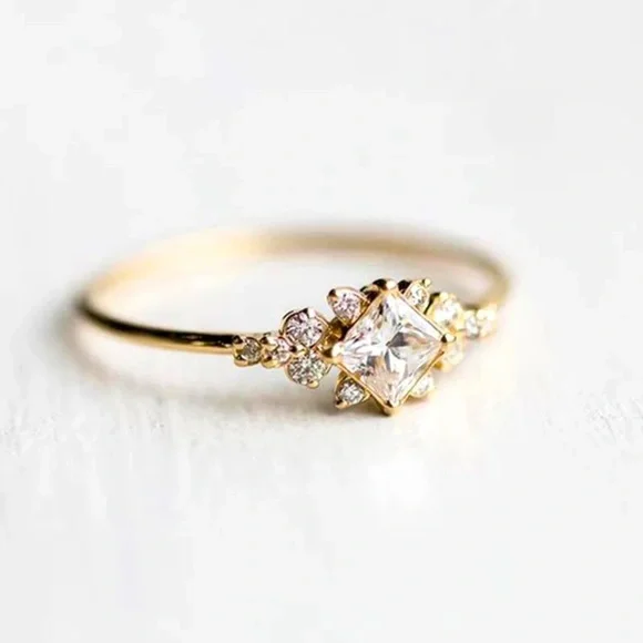 Gold Plated Dimond Simulator Minimalist Style Ring 💍 - Picture 3 of 7